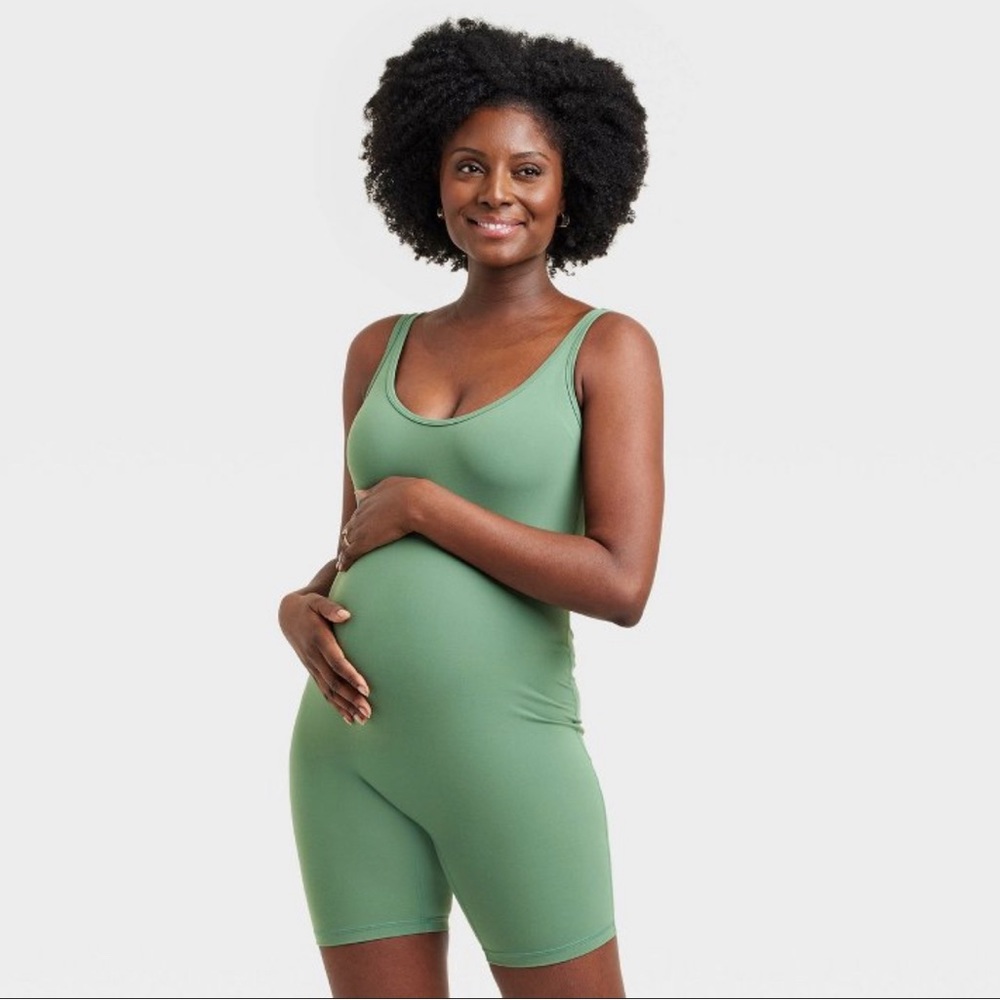 Maternity sleeveless unitard bodysuit